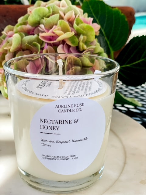 Hand Poured 100% Soy Candles - NECTARINE & HONEY