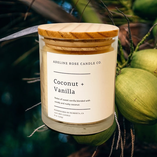 Hand Poured 100% Soy Candles - COCONUT + VANILLA
