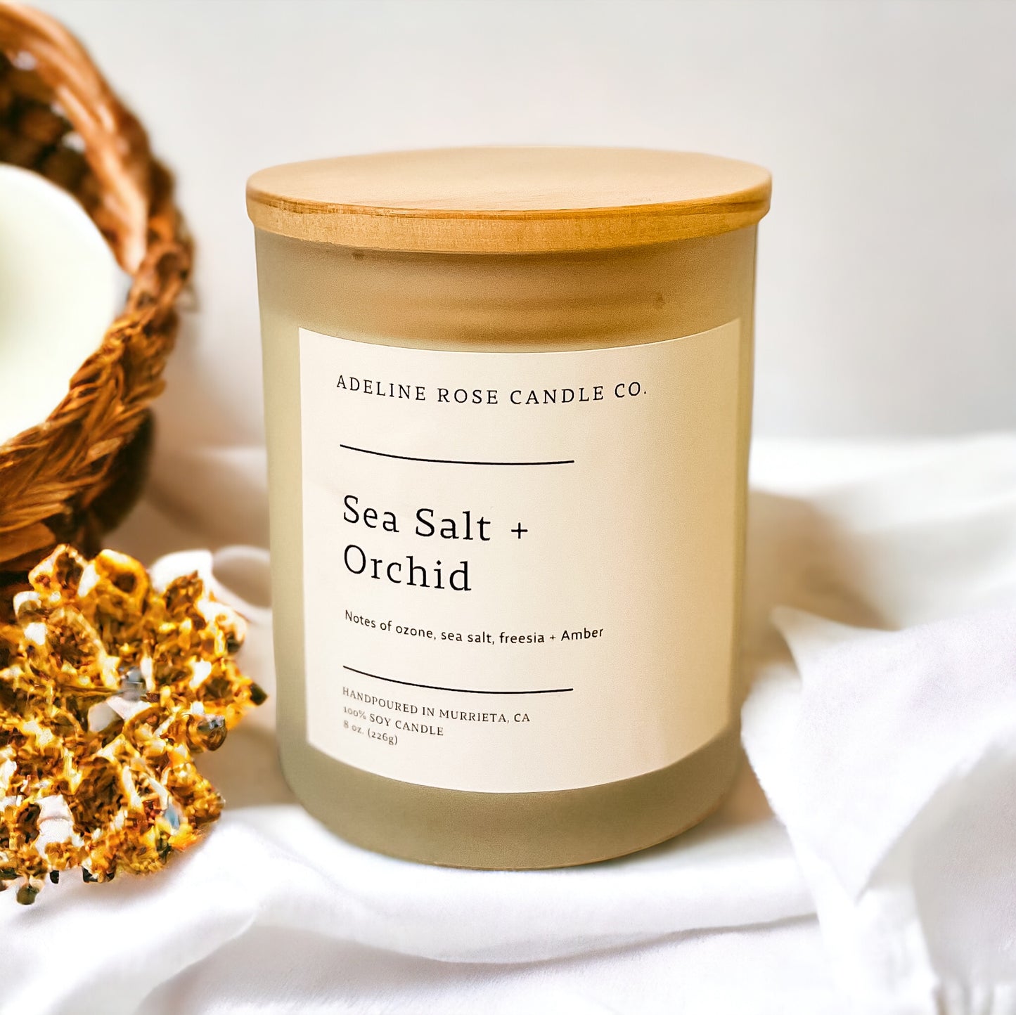 Hand Poured 100% Soy Candles - SEA SALT + ORCHID